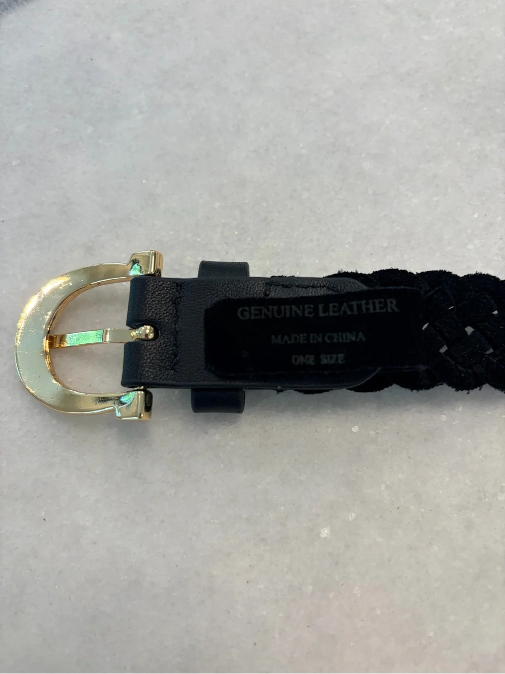 Women’s Black Braided 100% Leather Belt with Gold Buckle. New w/out Tags. M